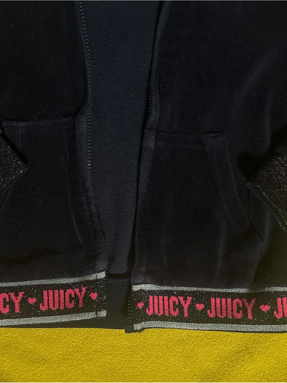 Juicy Couture Girls Velour Tracksuit Set Dark Blue Glitter Pink Logo